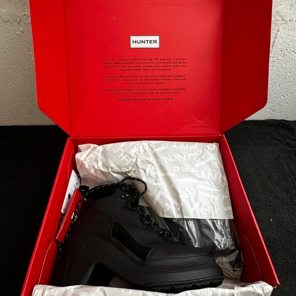 Hunter Womens Discoverer Ankle Lace-Up Block Heel Boot sz 9 Black NWT - Picture 4 of 4